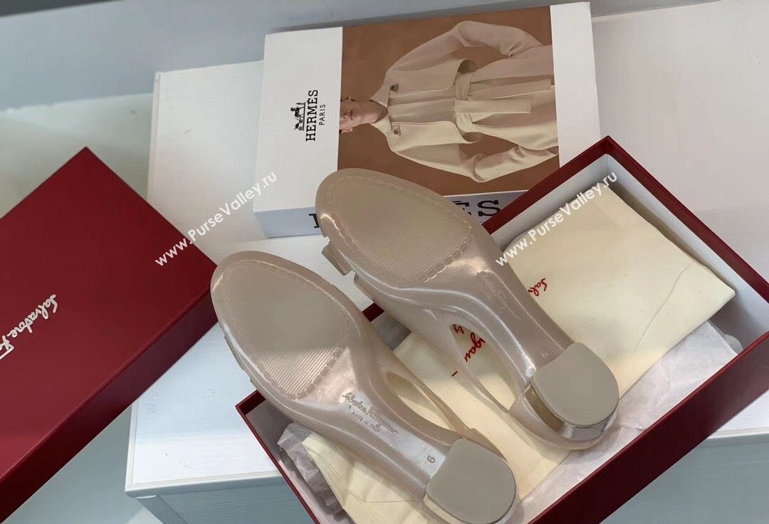 Cheap Sale Ferragamo rubber Jelly ballet flats White with Vara Bow (guodong-24012442)