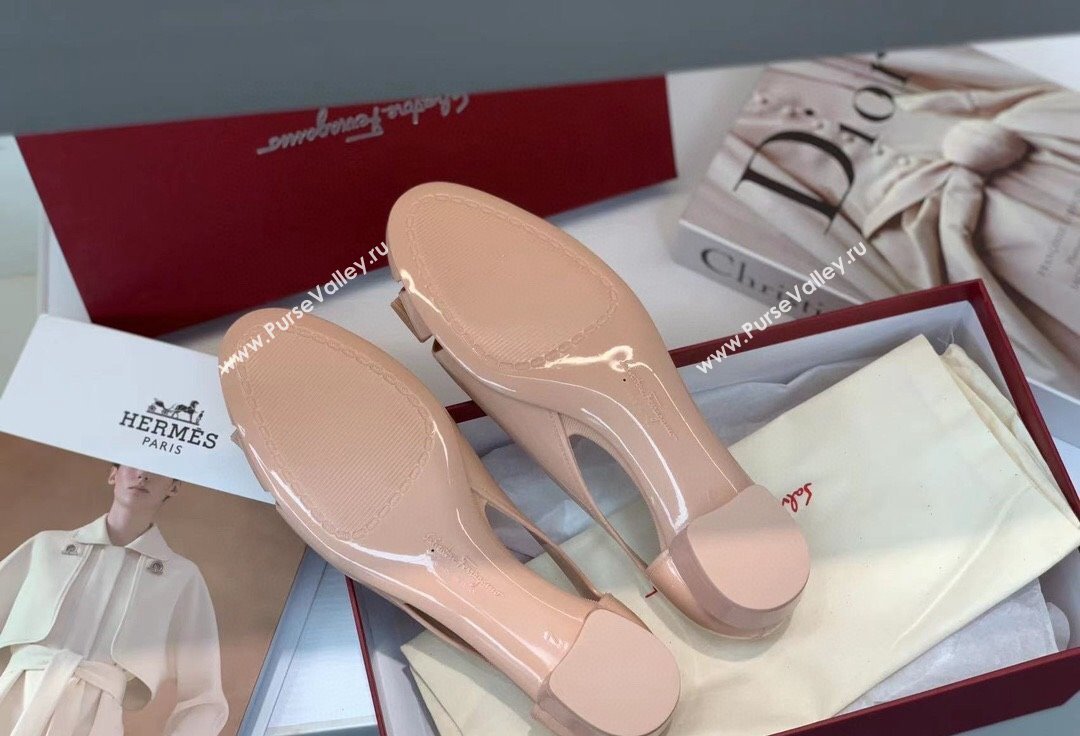 Cheap Sale Ferragamo rubber Jelly ballet flats Beige with Vara Bow (guodong-24012444)