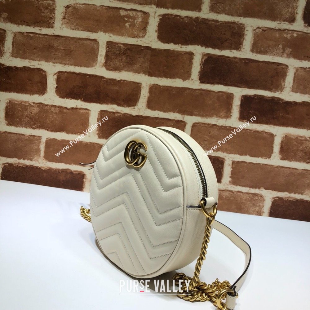 Gucci GG Marmont Mini Round Shoulder Bag 550154 Leather White (dlh-24012623)