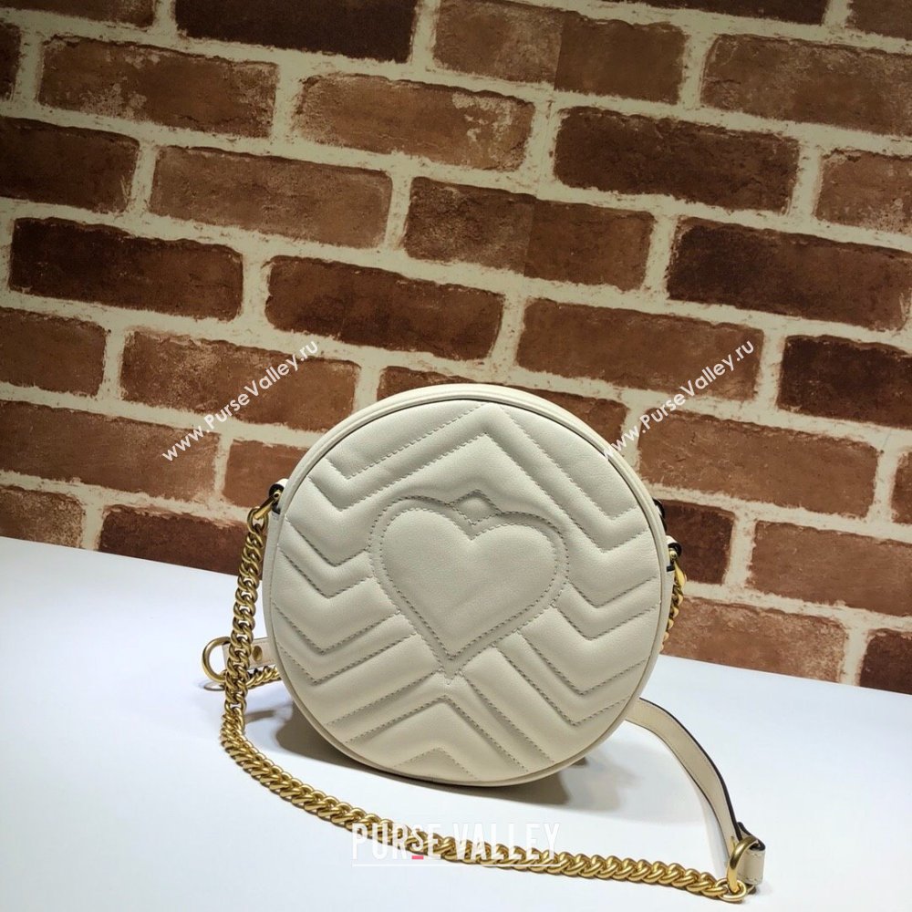 Gucci GG Marmont Mini Round Shoulder Bag 550154 Leather White (dlh-24012623)