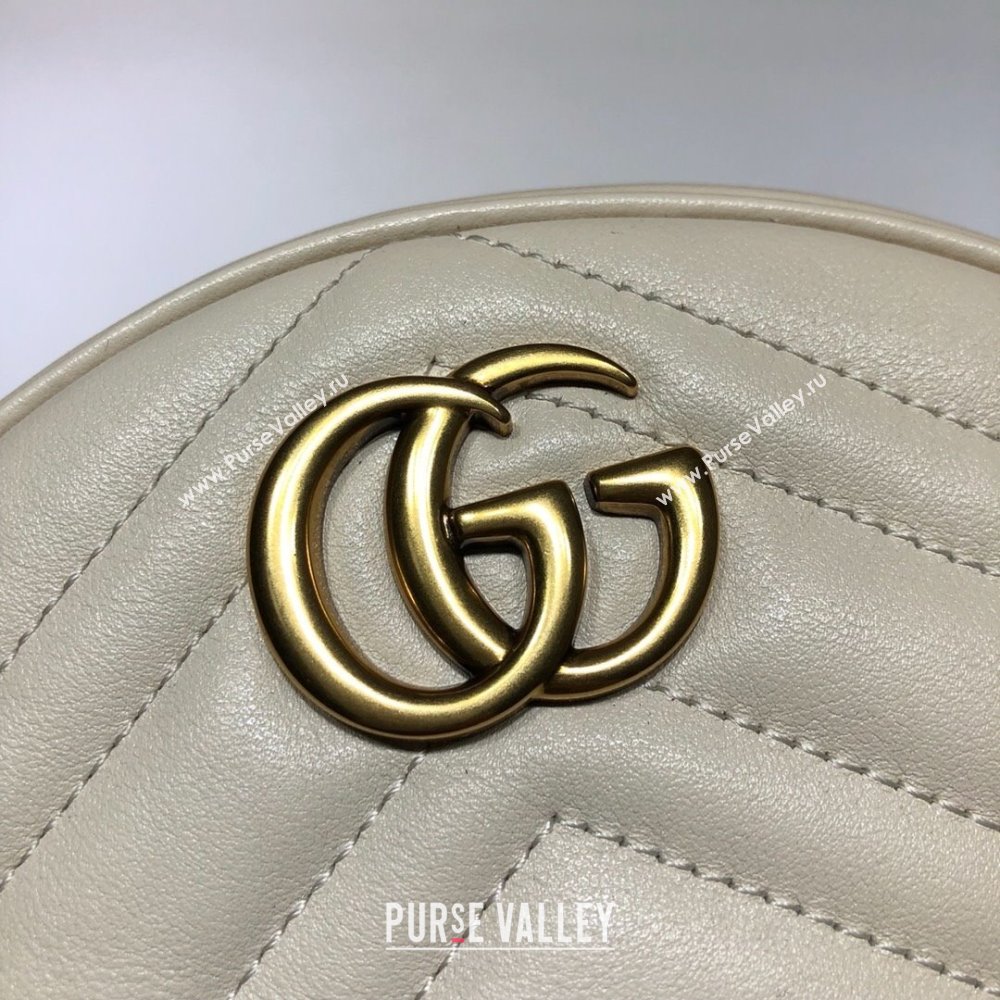 Gucci GG Marmont Mini Round Shoulder Bag 550154 Leather White (dlh-24012623)