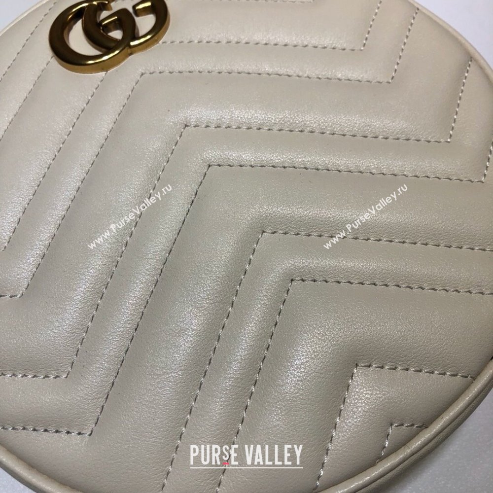 Gucci GG Marmont Mini Round Shoulder Bag 550154 Leather White (dlh-24012623)