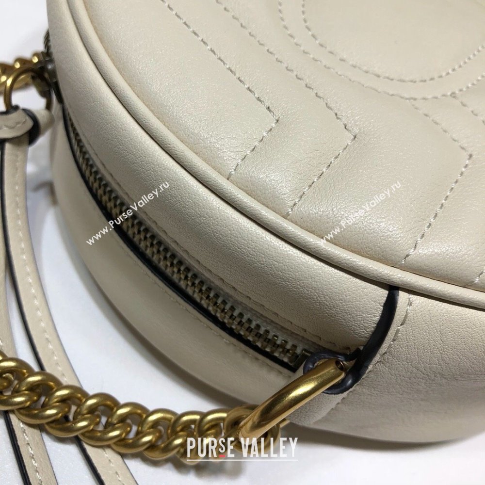 Gucci GG Marmont Mini Round Shoulder Bag 550154 Leather White (dlh-24012623)