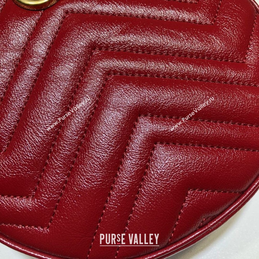 Gucci GG Marmont Mini Round Shoulder Bag 550154 Leather Red (dlh-24012624)