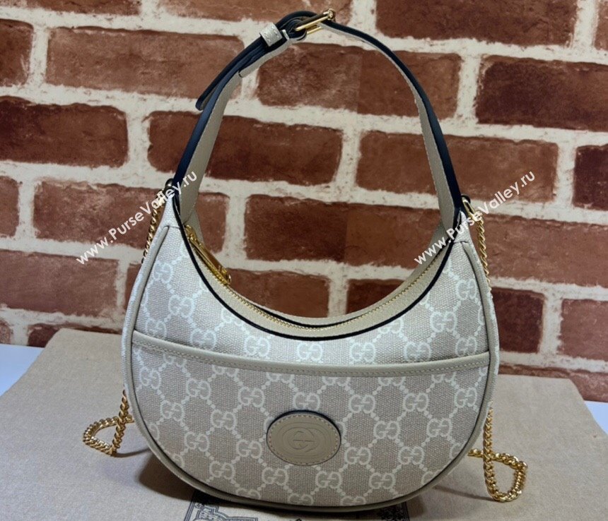 Gucci Half-moon-shaped mini bag with Interlocking G 726843 GG canvas Oatmeal (dlh-24012702)