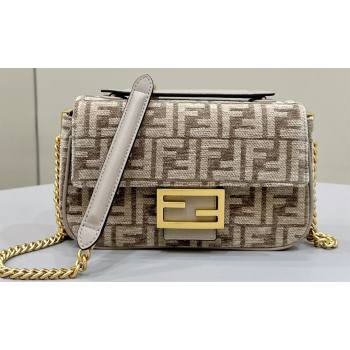 Fendi Medium Baguette Chain Midi FF tapestry fabric bag dove gray (chaoliu-24012602)