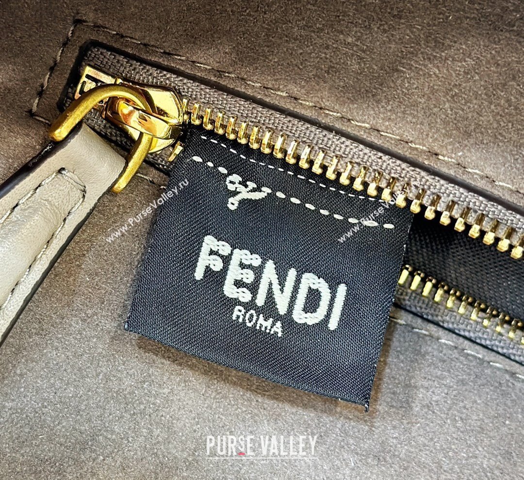 Fendi Medium Baguette Chain Midi FF tapestry fabric bag dove gray (chaoliu-24012602)