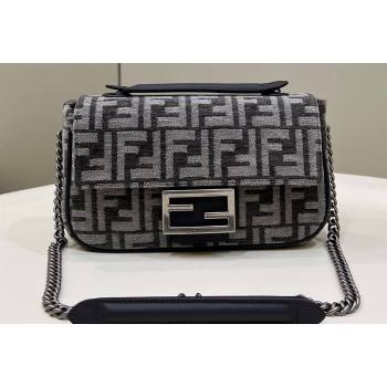 Fendi Medium Baguette Chain Midi FF tapestry fabric bag dark gray (chaoliu-24012603)