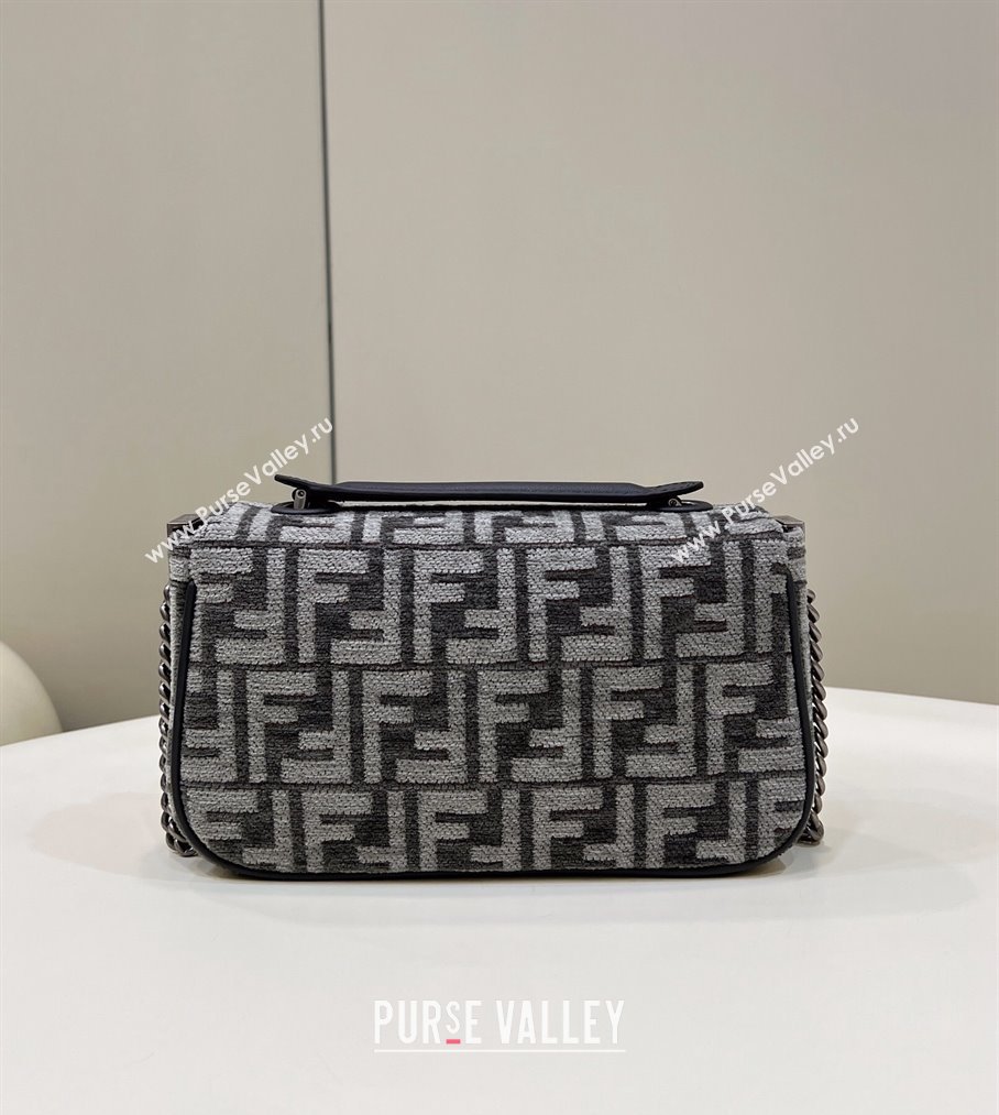 Fendi Medium Baguette Chain Midi FF tapestry fabric bag dark gray (chaoliu-24012603)