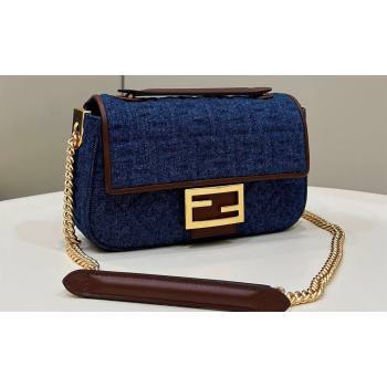 Fendi Medium Baguette Chain Midi FF bag Denim Blue (chaoliu-24012604)