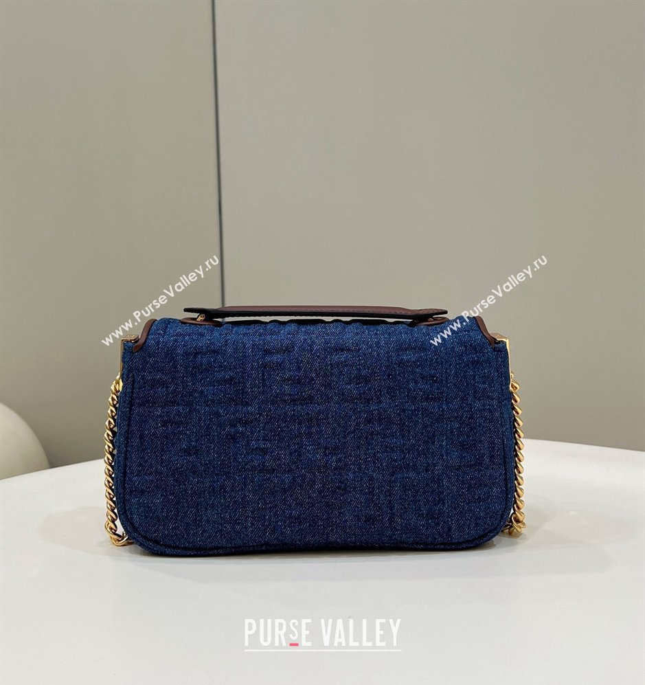 Fendi Medium Baguette Chain Midi FF bag Denim Blue (chaoliu-24012604)