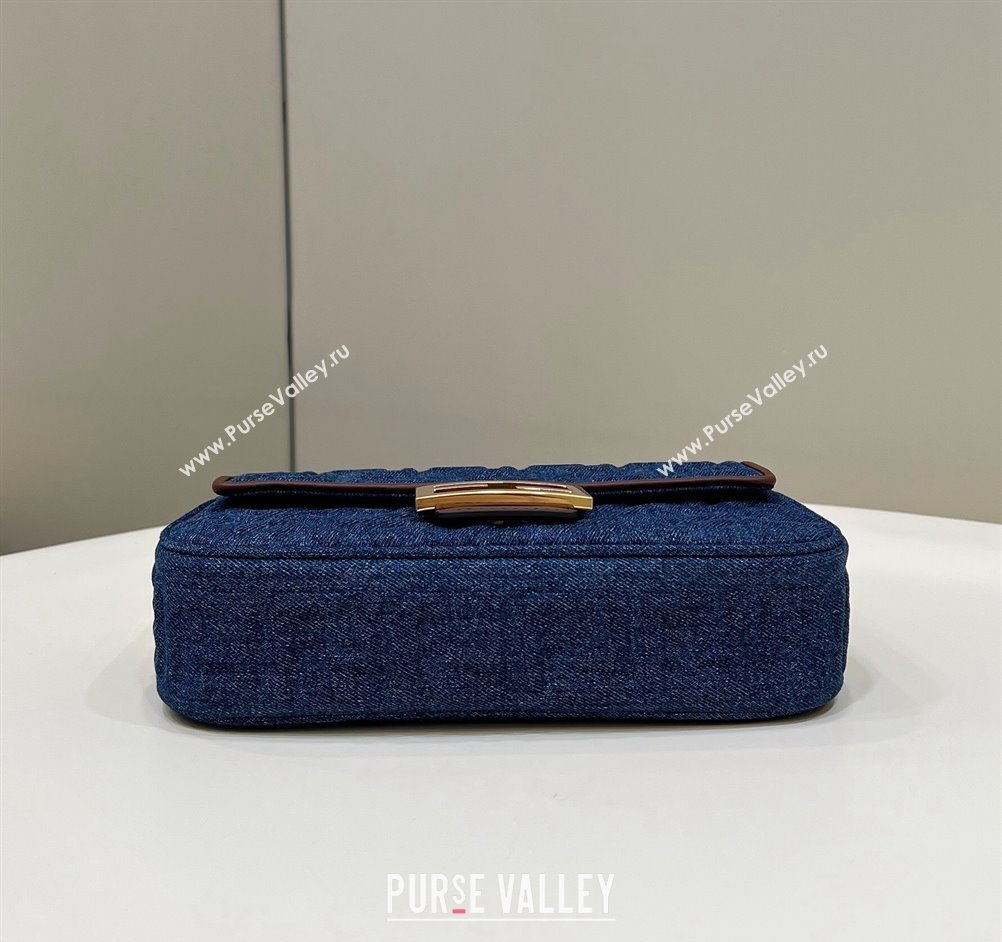 Fendi Medium Baguette Chain Midi FF bag Denim Blue (chaoliu-24012604)