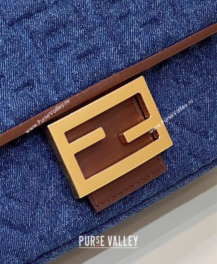 Fendi Medium Baguette Chain Midi FF bag Denim Blue (chaoliu-24012604)