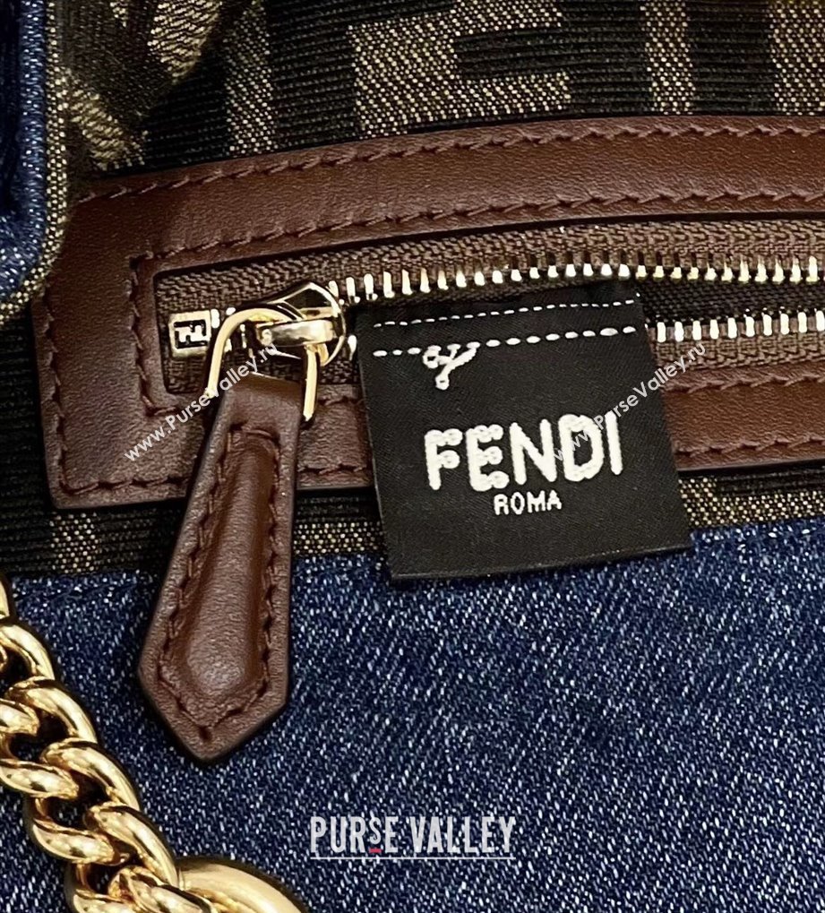 Fendi Medium Baguette Chain Midi FF bag Denim Blue (chaoliu-24012604)