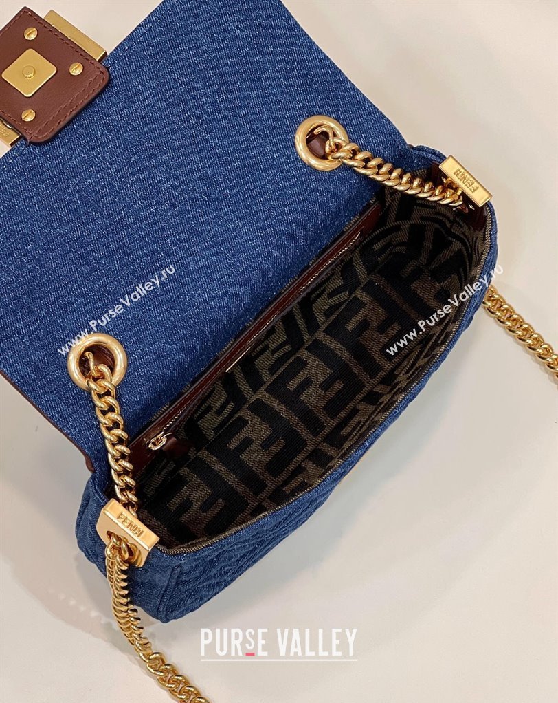 Fendi Medium Baguette Chain Midi FF bag Denim Blue (chaoliu-24012604)