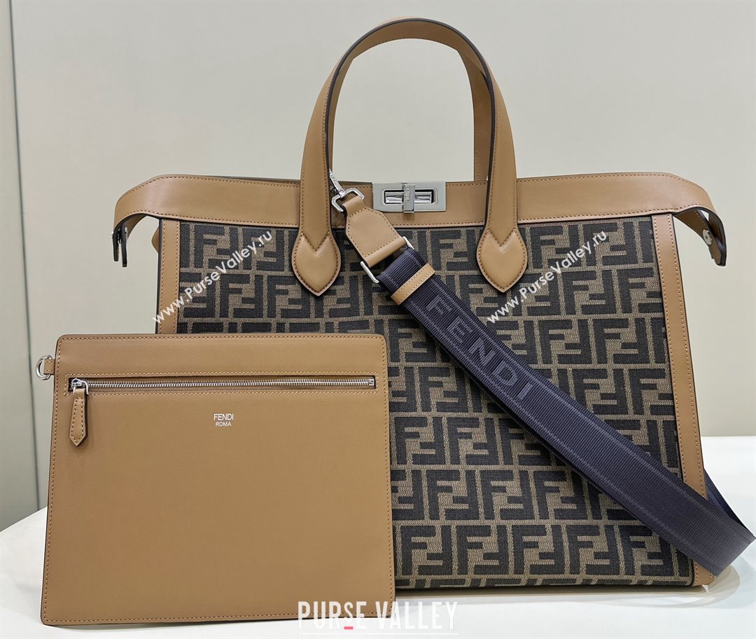 Fendi Peekaboo X-Tote bag Brown leather with FF motif (chaoliu-24012607)