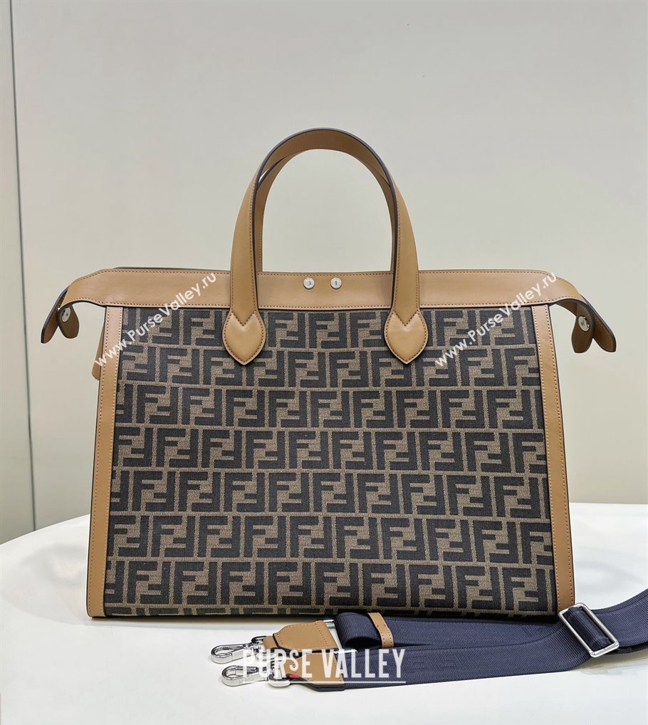 Fendi Peekaboo X-Tote bag Brown leather with FF motif (chaoliu-24012607)