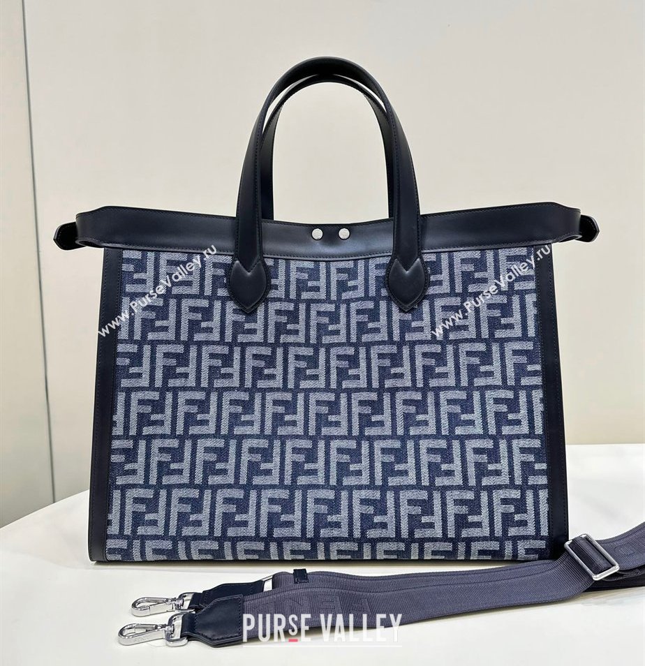 Fendi Peekaboo X-Tote bag Black leather with FF tapestry fabric (chaoliu-24012608)