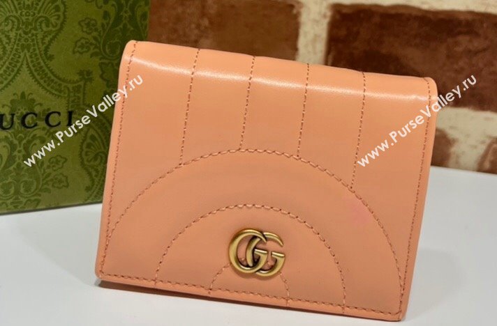 Gucci GG Marmont card case wallet 466492 Leather Peach (dlh-24012620)