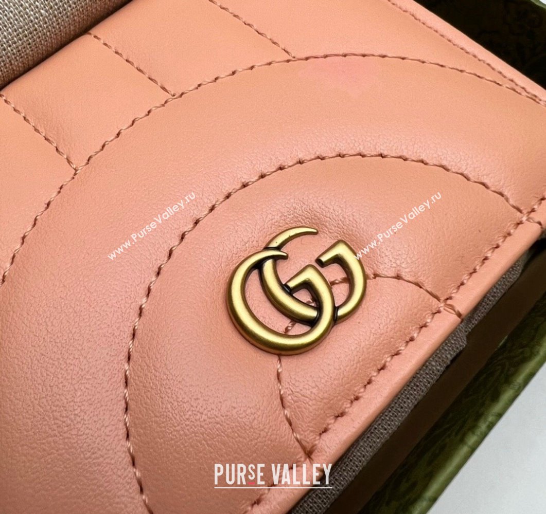 Gucci GG Marmont card case wallet 466492 Leather Peach (dlh-24012620)