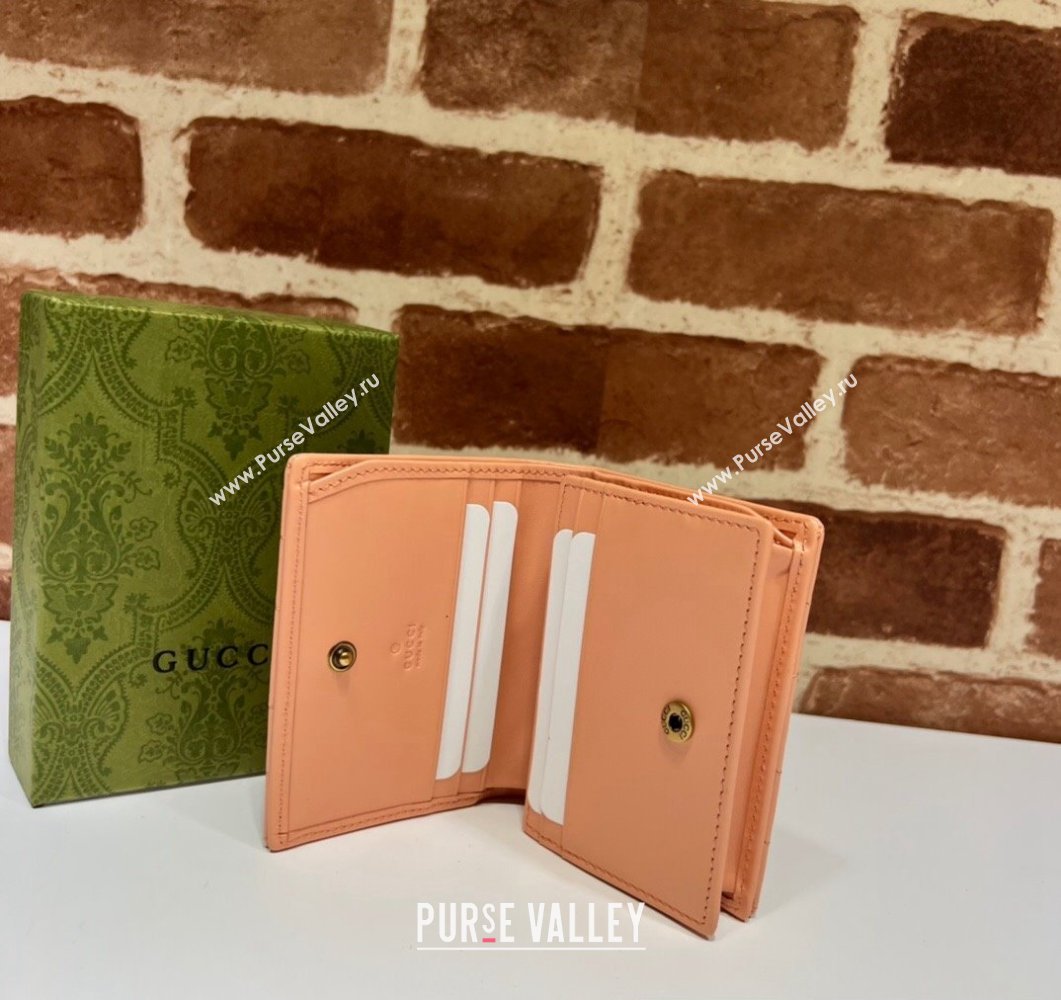 Gucci GG Marmont card case wallet 466492 Leather Peach (dlh-24012620)