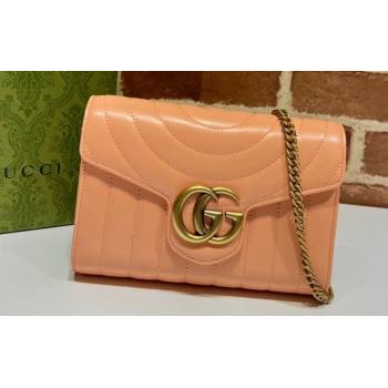 Gucci GG Marmont matelasse mini Bag 474575 Leather Peach (dlh-24012619)