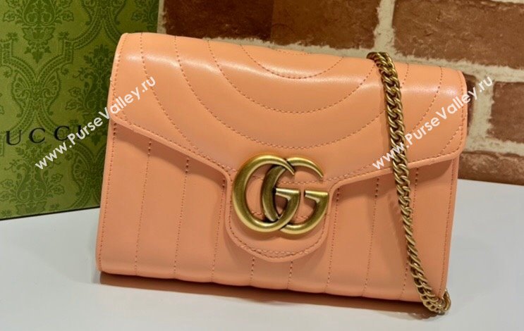 Gucci GG Marmont matelasse mini Bag 474575 Leather Peach (dlh-24012619)