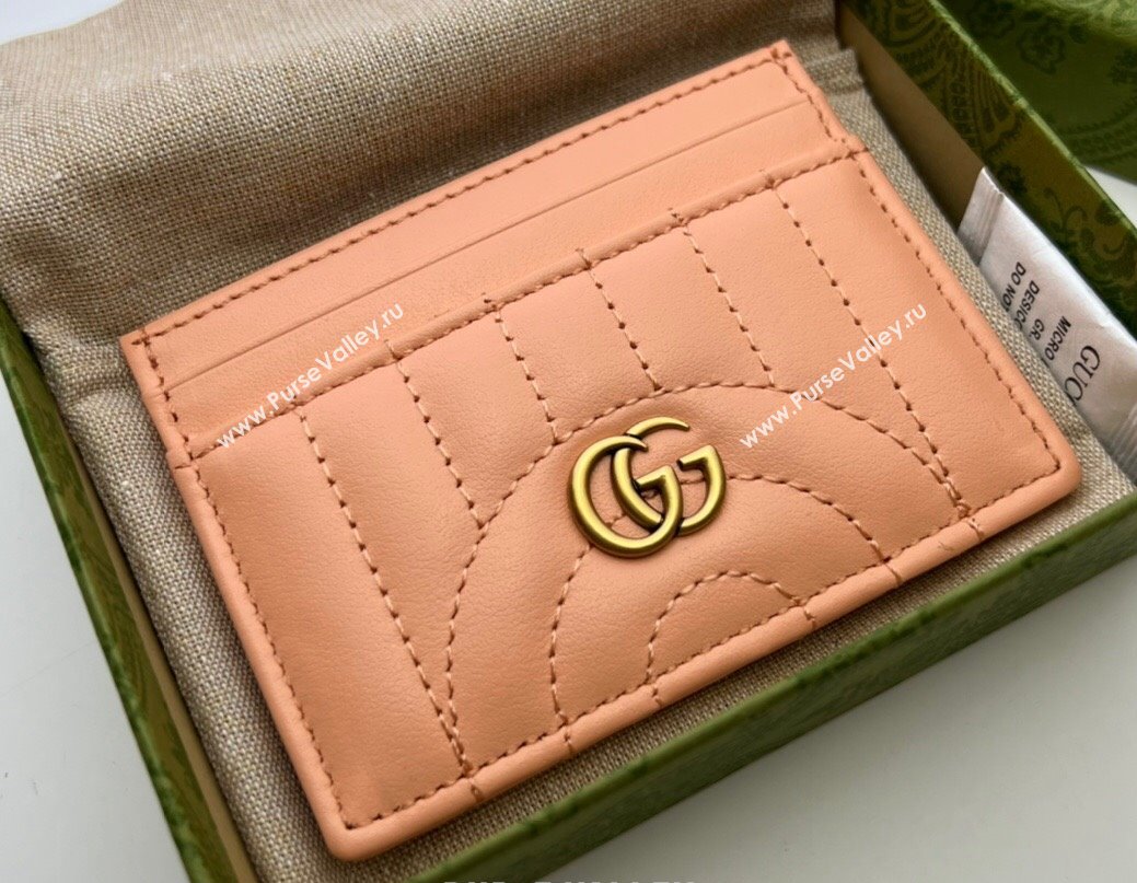 Gucci GG Marmont card case 443127 Leather Peach (dlh-24012621)