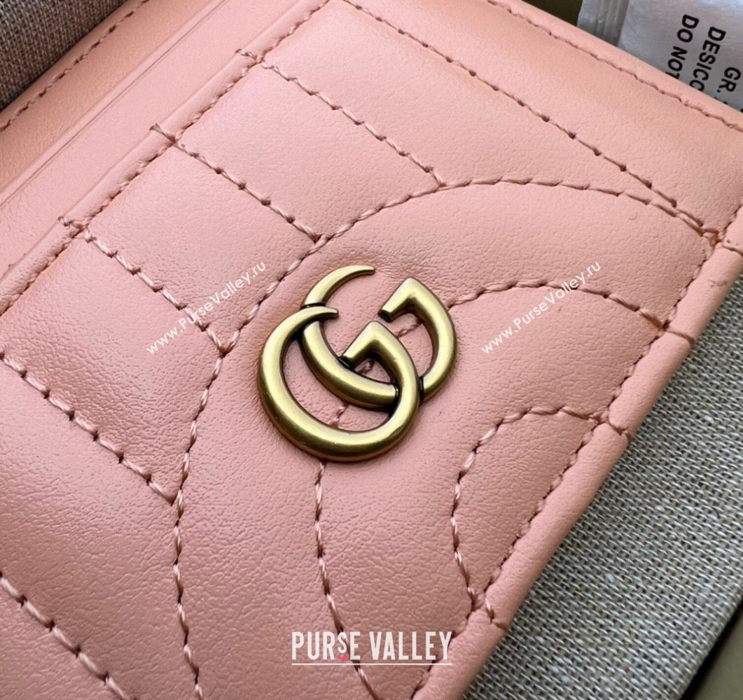 Gucci GG Marmont card case 443127 Leather Peach (dlh-24012621)