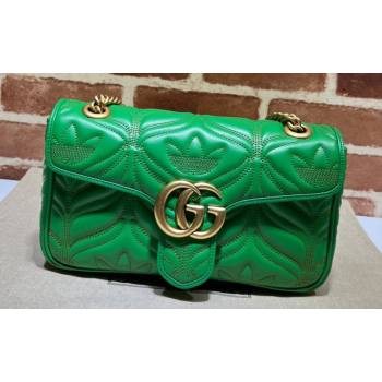 Gucci x Adidas GG Marmont Small shoulder bag 443497 Leather Green (dlh-24012611)