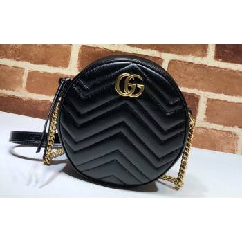 Gucci GG Marmont Mini Round Shoulder Bag 550154 Leather Black (dlh-24012622)