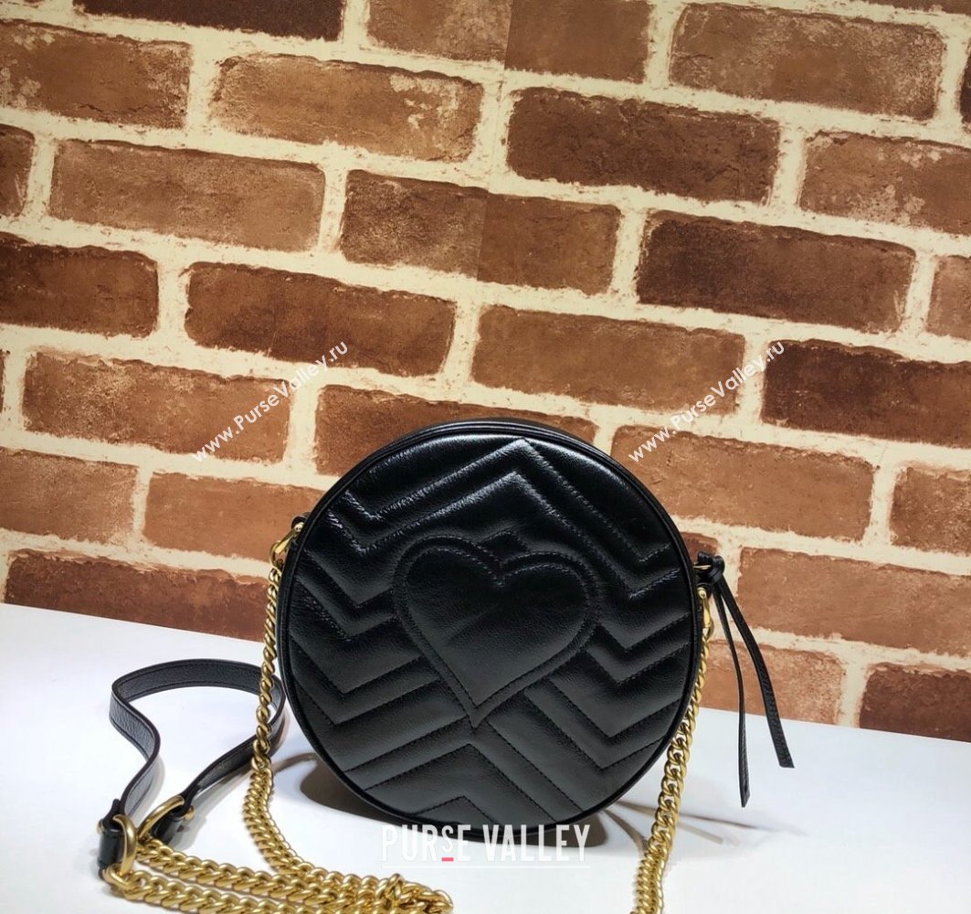 Gucci GG Marmont Mini Round Shoulder Bag 550154 Leather Black (dlh-24012622)