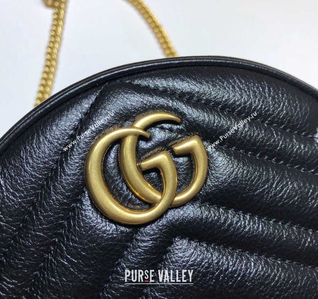 Gucci GG Marmont Mini Round Shoulder Bag 550154 Leather Black (dlh-24012622)