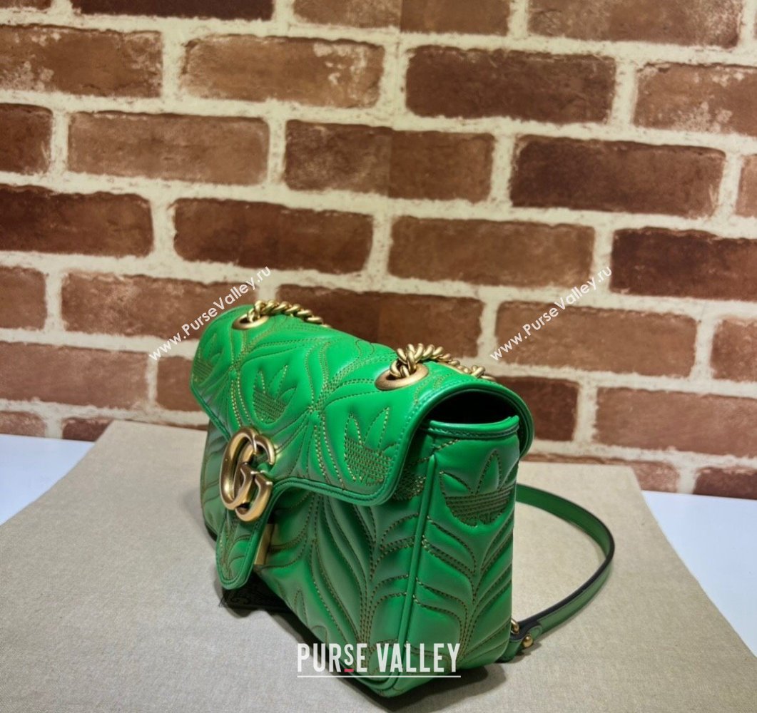 Gucci x Adidas GG Marmont Small shoulder bag 443497 Leather Green (dlh-24012611)