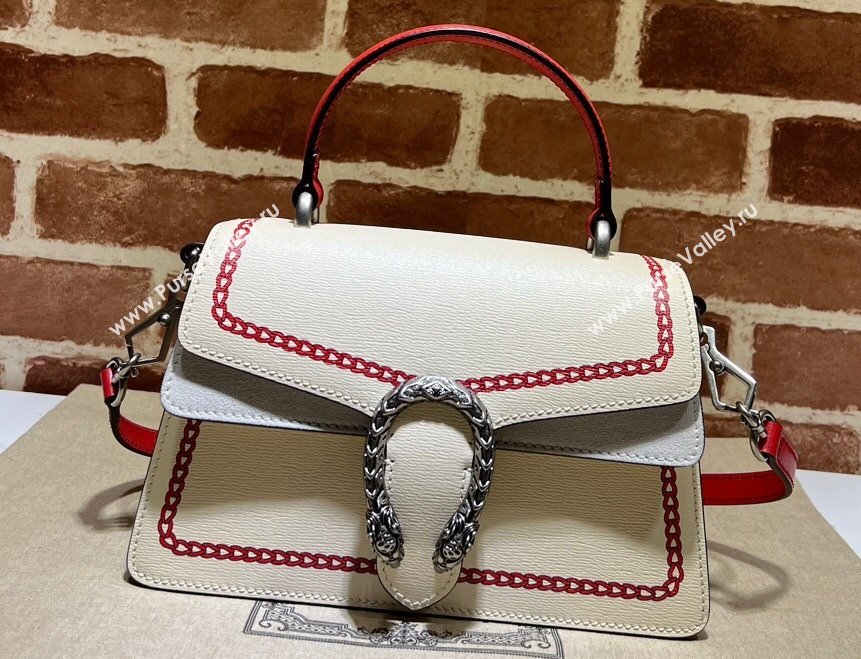 Gucci Small Dionysus top handle bag 739496 Leather White (dlh-24012625)