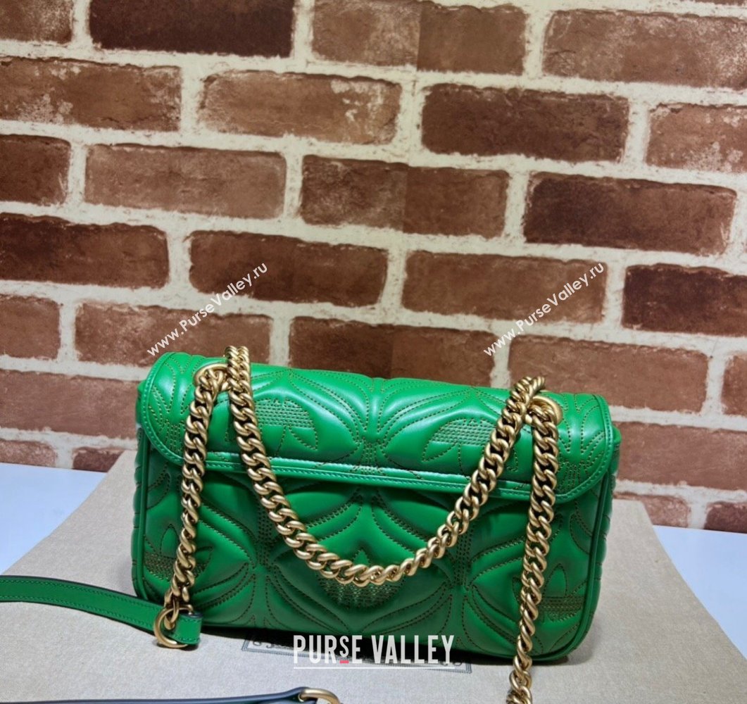 Gucci x Adidas GG Marmont Small shoulder bag 443497 Leather Green (dlh-24012611)