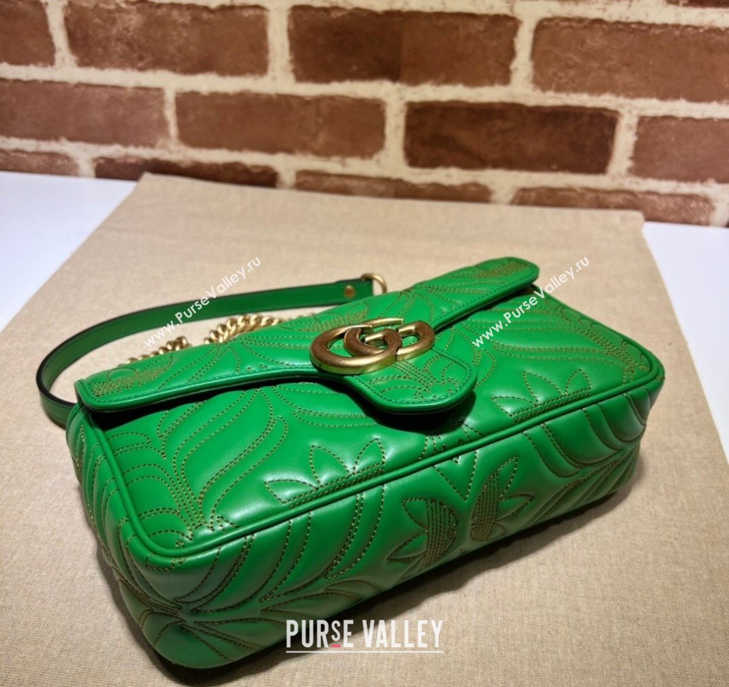 Gucci x Adidas GG Marmont Small shoulder bag 443497 Leather Green (dlh-24012611)