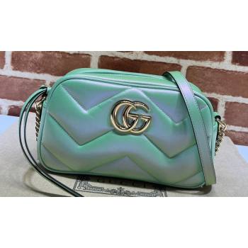 Gucci GG Marmont Small shoulder Camera Bag 447632 iridescent quilted chevron leather Green (dlh-24012642)