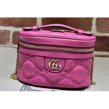 Gucci GG Matelasse top handle mini bag ‎723770 Fuchsia (dlh-24012609)