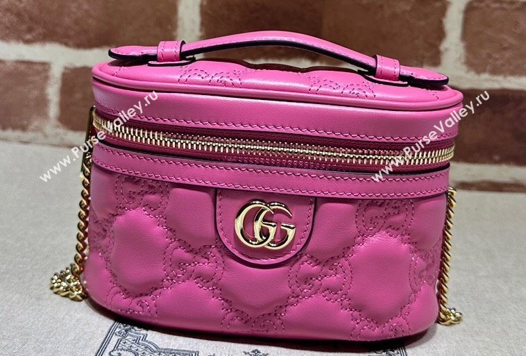 Gucci GG Matelasse top handle mini bag ‎723770 Fuchsia (dlh-24012609)