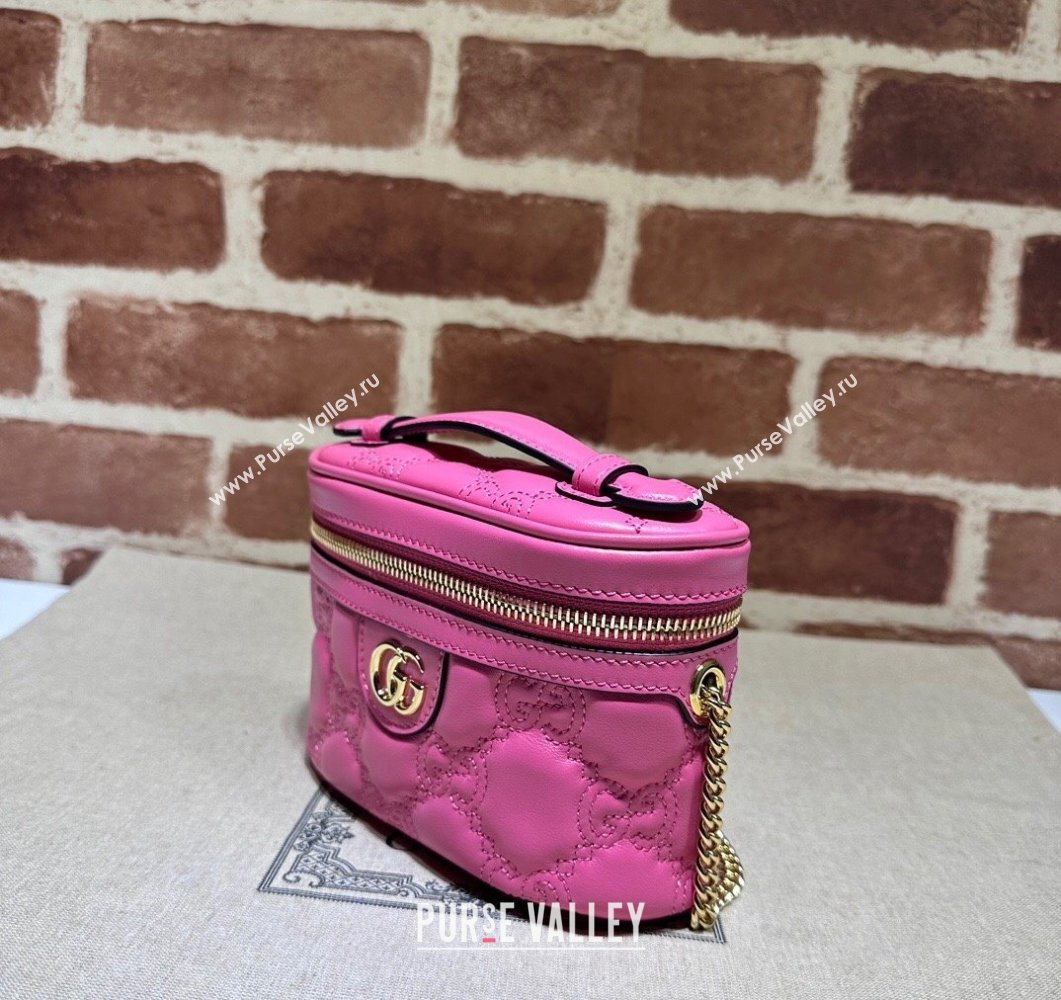 Gucci GG Matelasse top handle mini bag ‎723770 Fuchsia (dlh-24012609)