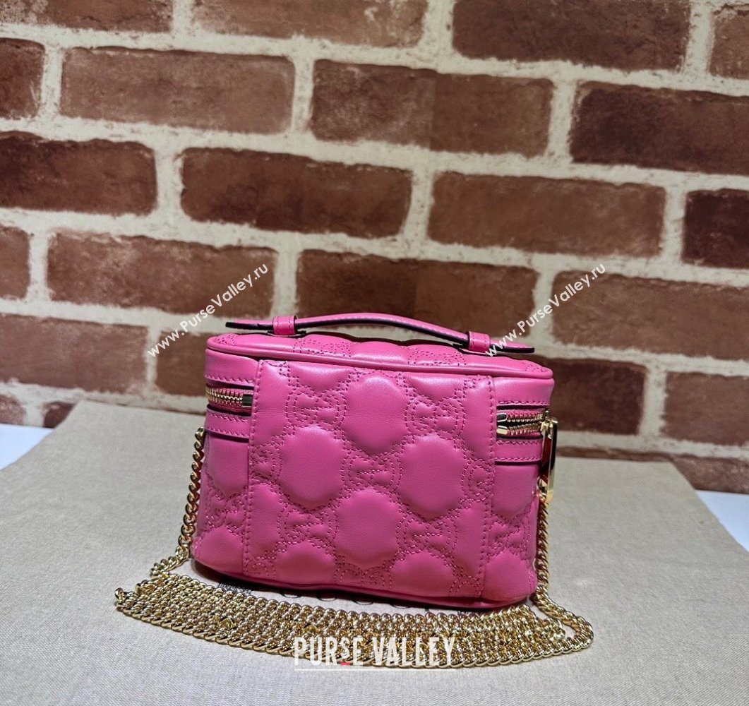 Gucci GG Matelasse top handle mini bag ‎723770 Fuchsia (dlh-24012609)