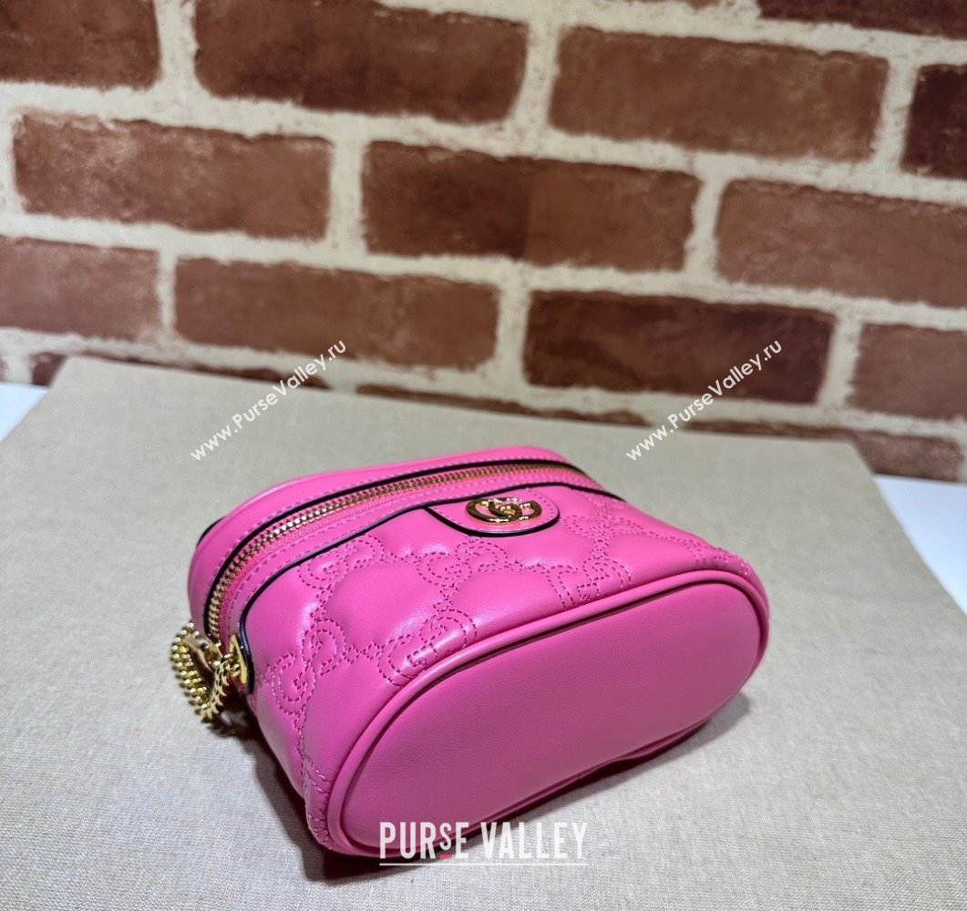 Gucci GG Matelasse top handle mini bag ‎723770 Fuchsia (dlh-24012609)