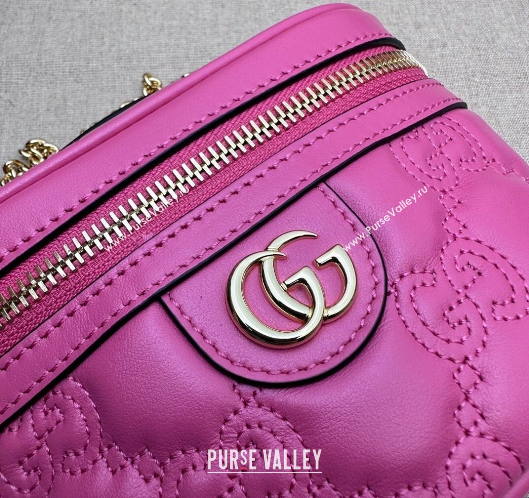 Gucci GG Matelasse top handle mini bag ‎723770 Fuchsia (dlh-24012609)