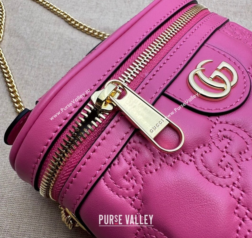 Gucci GG Matelasse top handle mini bag ‎723770 Fuchsia (dlh-24012609)