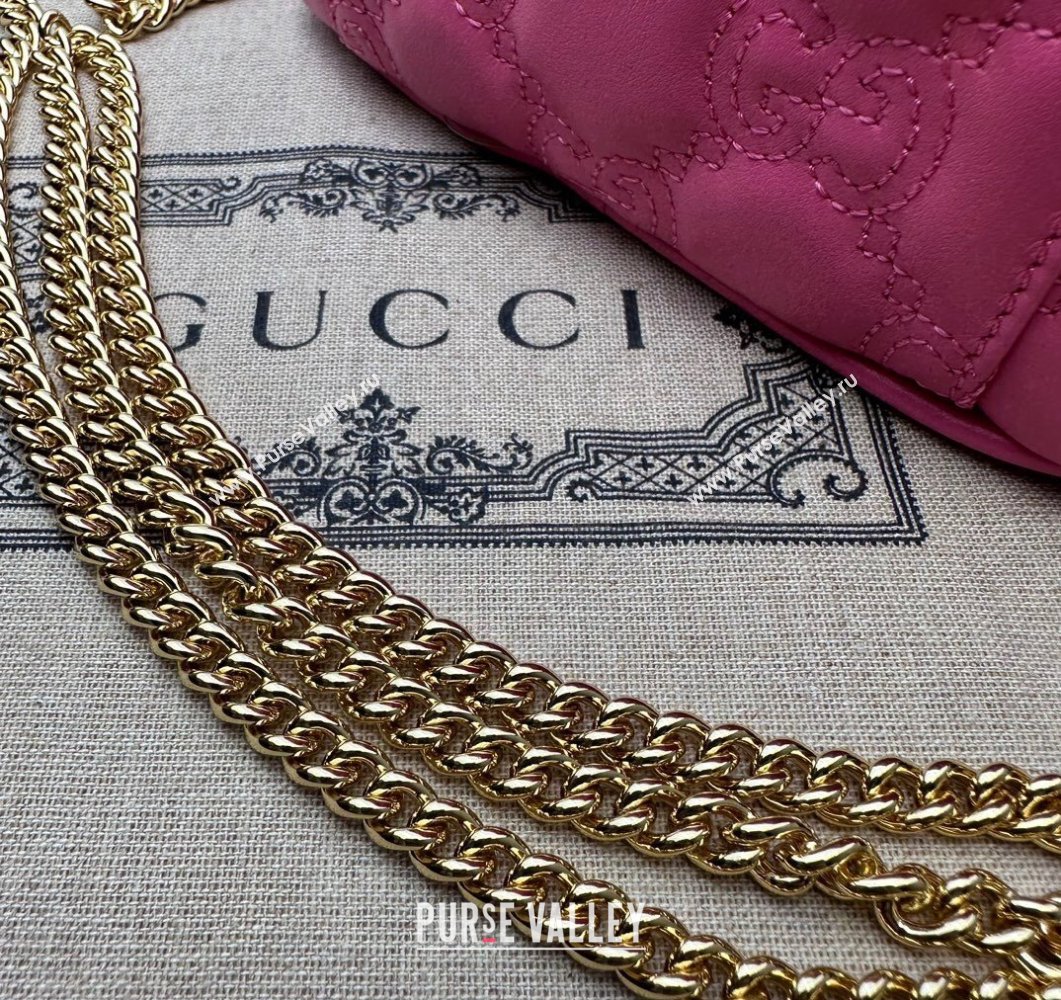 Gucci GG Matelasse top handle mini bag ‎723770 Fuchsia (dlh-24012609)