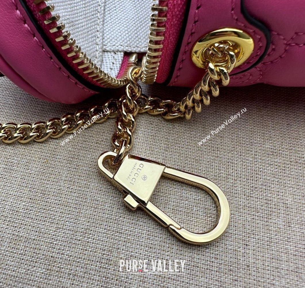 Gucci GG Matelasse top handle mini bag ‎723770 Fuchsia (dlh-24012609)