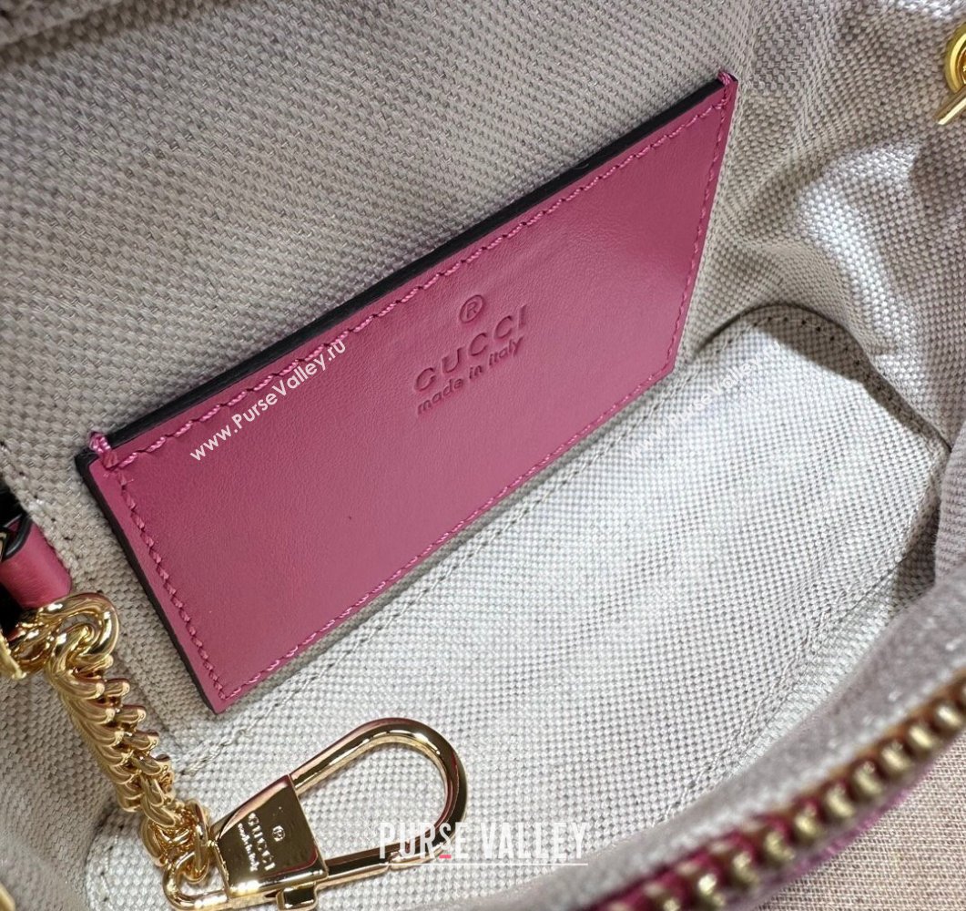 Gucci GG Matelasse top handle mini bag ‎723770 Fuchsia (dlh-24012609)