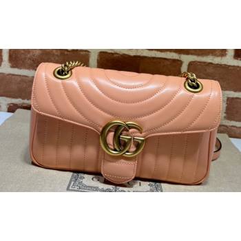 Gucci GG Marmont Small shoulder bag 443497 Leather Peach (dlh-24012616)