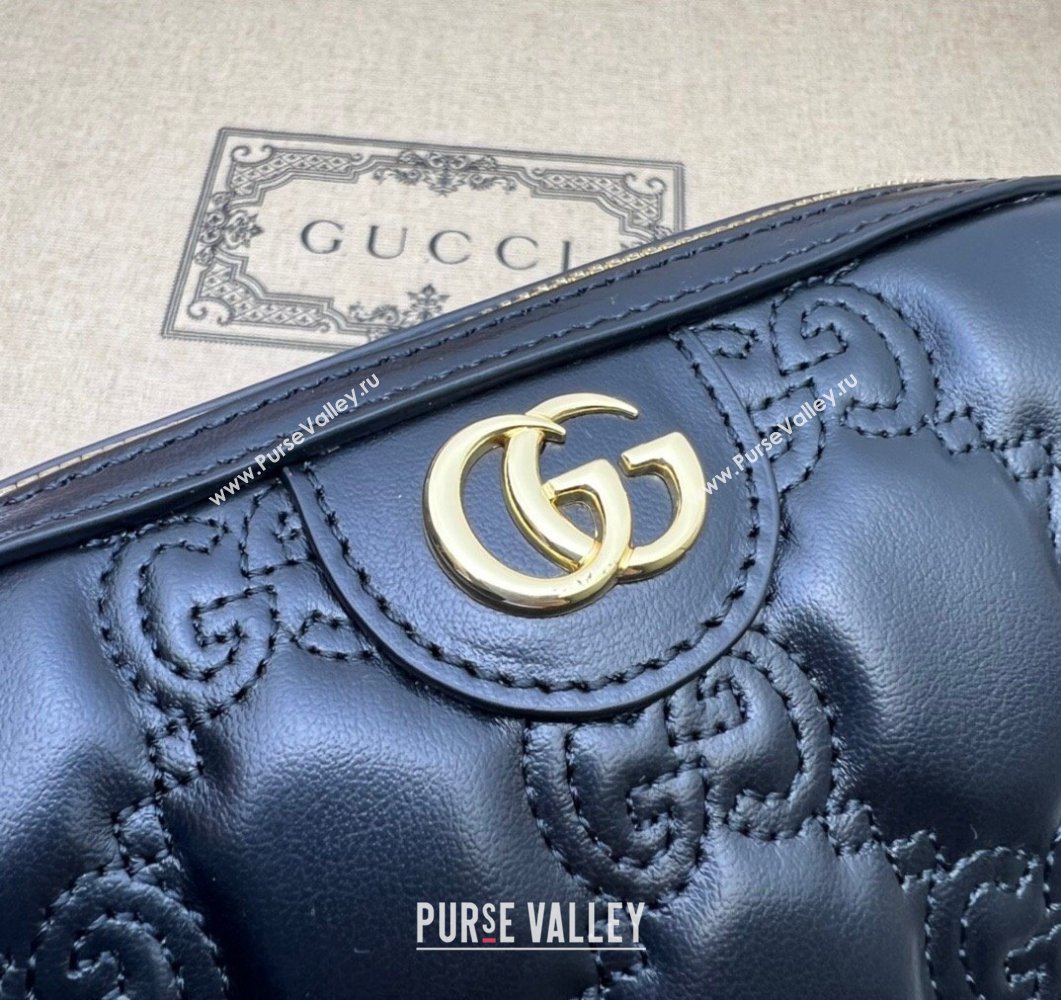 Gucci GG Matelasse beauty case bag 726047 Leather Black (dlh-24012627)